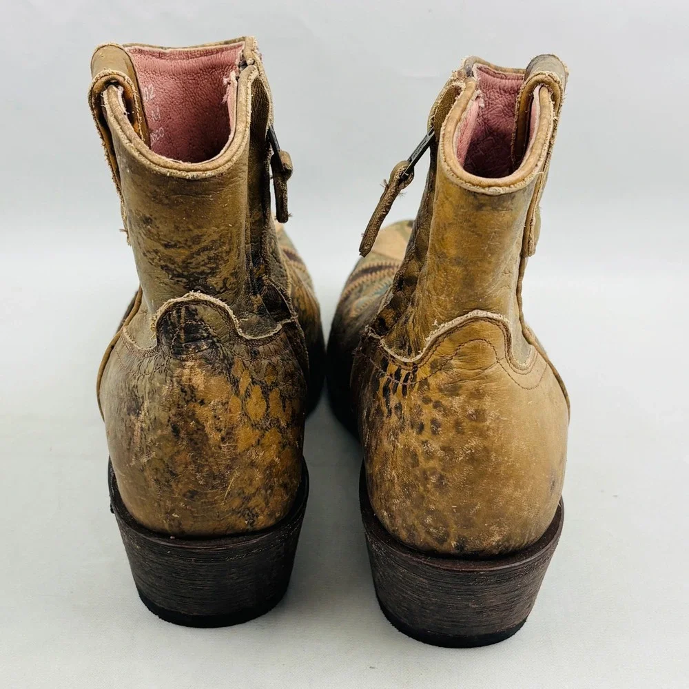 Miss Macie Pedal Pusher Western Ankle Boot Womens 8.5 Floral Leopard Distressed - Picture 7 of 14